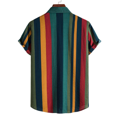 Men's Fashion Casual Striped Short Sleeve