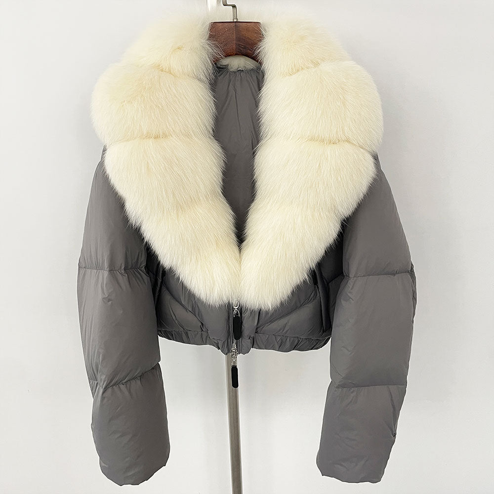 Fox Fur Collar Thick Short Down Jacket Coat