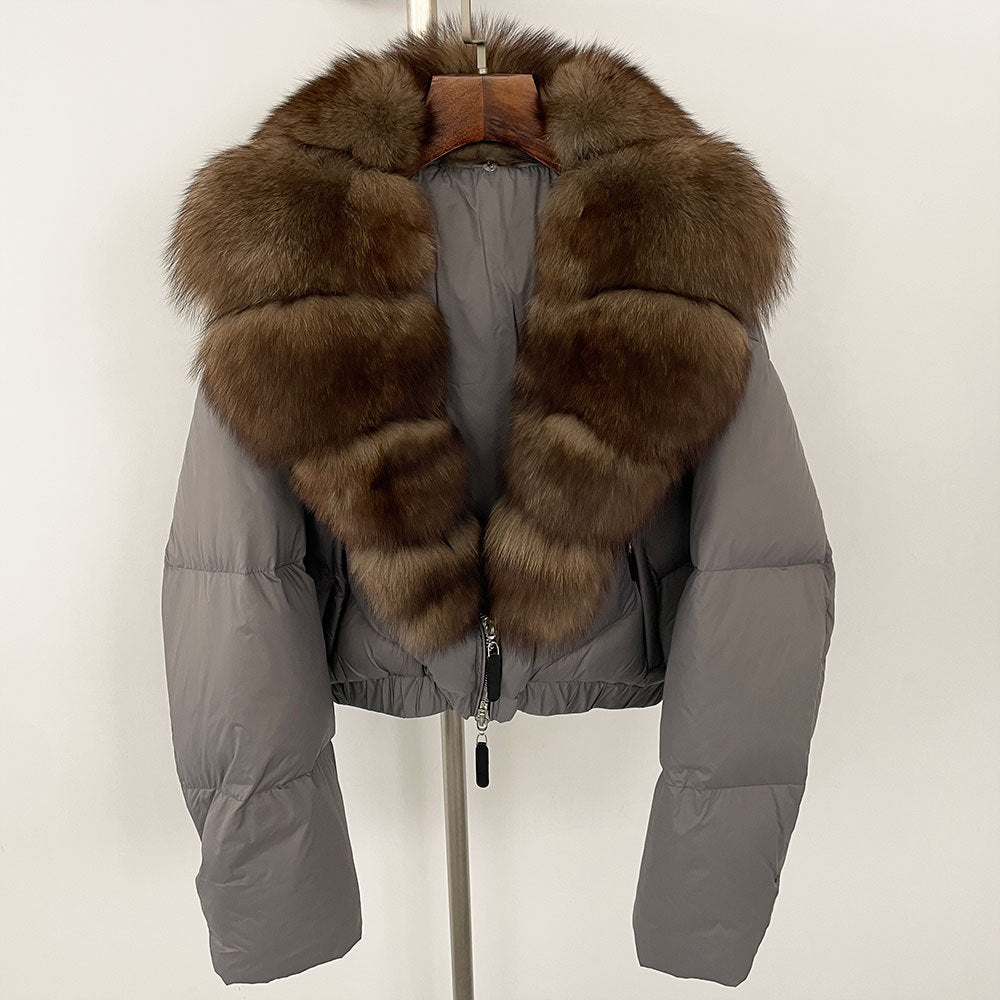 Fox Fur Collar Thick Short Down Jacket Coat