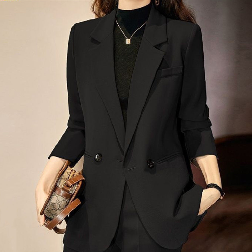 Black Quilted Suit Jacket Women's Business Wear Popular Internet Celebrity Suit