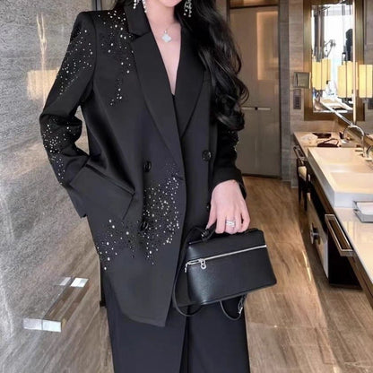 Casual Plus Size Diamond Suit Jacket