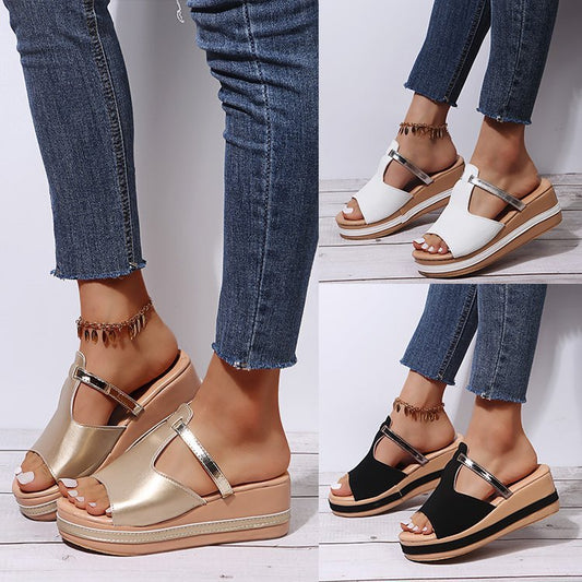 Wedge Heel Female Fish Mouth Word Casual Outdoor Sandals