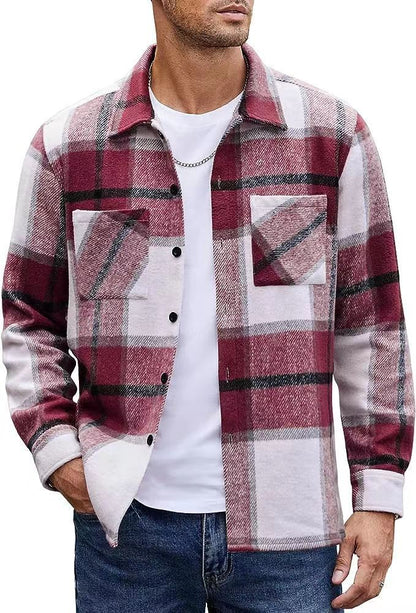 Men's High-end Thermal Plaid Padded Shirt Coat