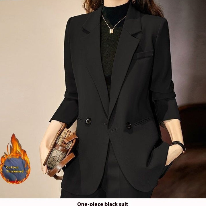 Black Quilted Suit Jacket Women's Business Wear Popular Internet Celebrity Suit