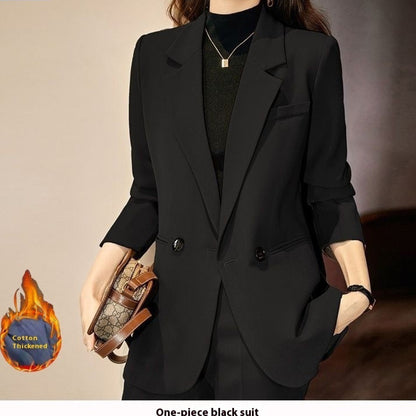 Black Quilted Suit Jacket Women's Business Wear Popular Internet Celebrity Suit