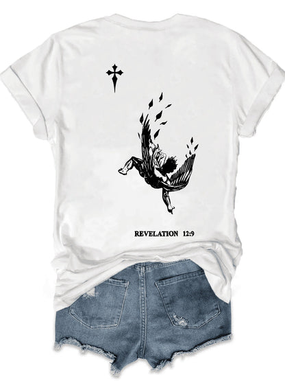 Men's Round Neck Angel Print Short Sleeve T-shirt