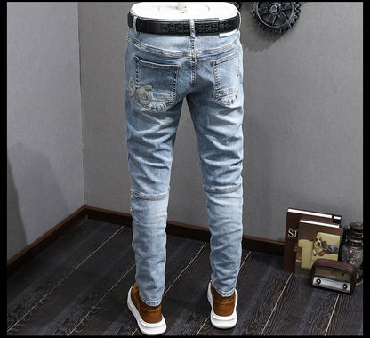 Patchwork Casual Light Blue Jeans