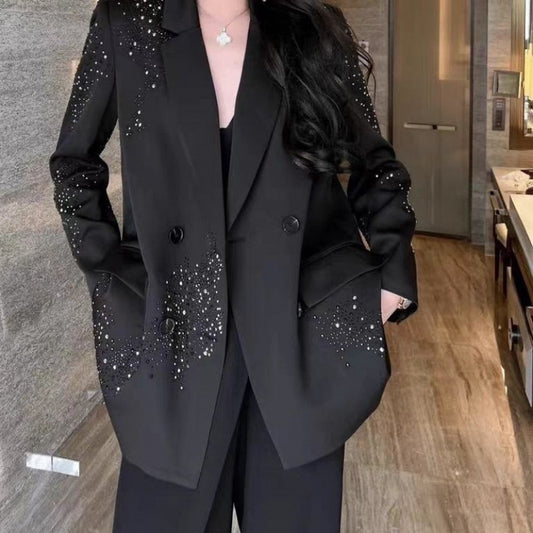 Casual Plus Size Diamond Suit Jacket