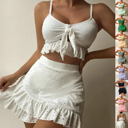 Skirt Fashion Ruffle Design Swimsuit Set Summer Womens Clothing