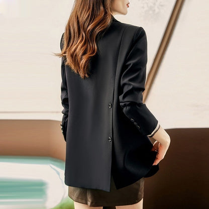 Black Quilted Suit Jacket Women's Business Wear Popular Internet Celebrity Suit