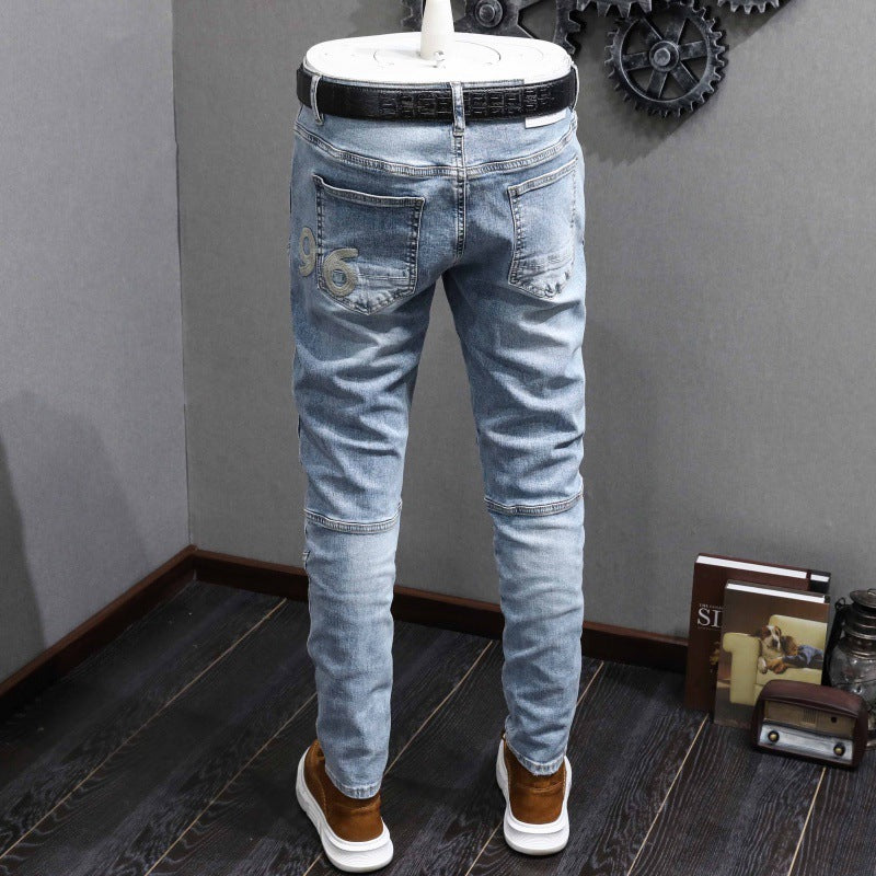 Patchwork Casual Light Blue Jeans