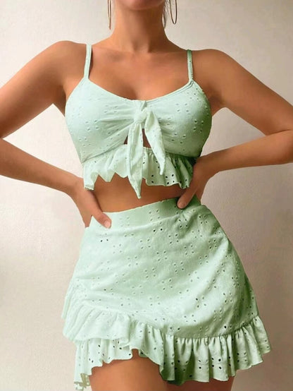 Skirt Fashion Ruffle Design Swimsuit Set Summer Womens Clothing