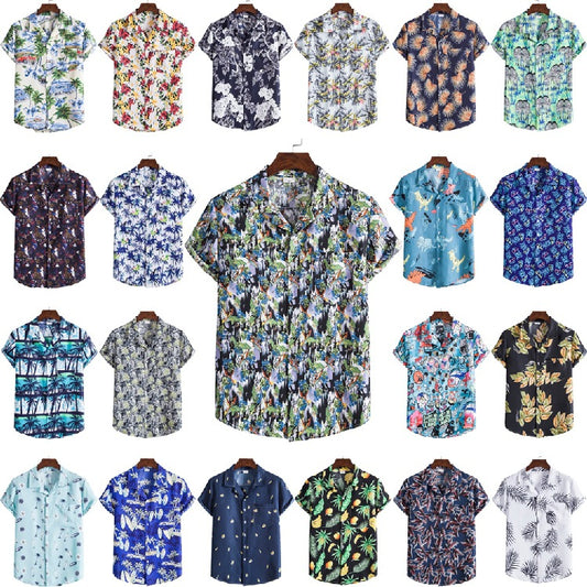 Casual Men's Clothing Shirt Hawaiian Beach Style Suit Collar Short Sleeve