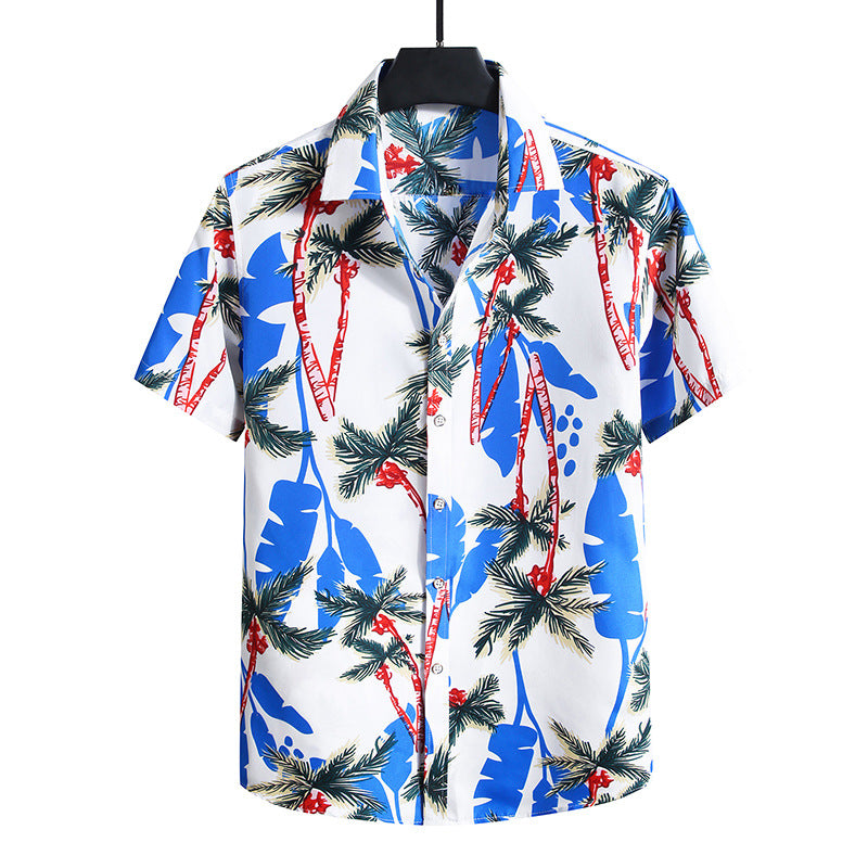 Summer New Men's Short-sleeved Shirt Plus Size Printed