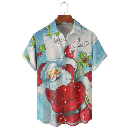 European Size 3D Christmas Printed Shirt Men