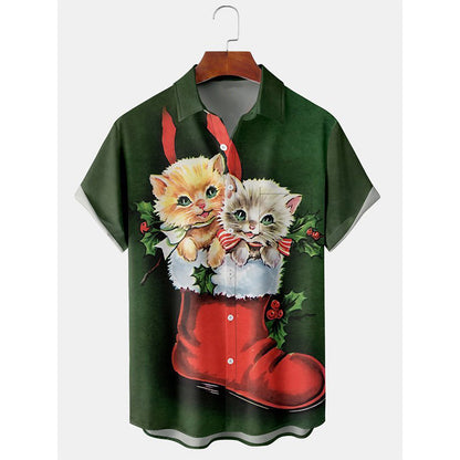 European Size 3D Christmas Printed Shirt Men