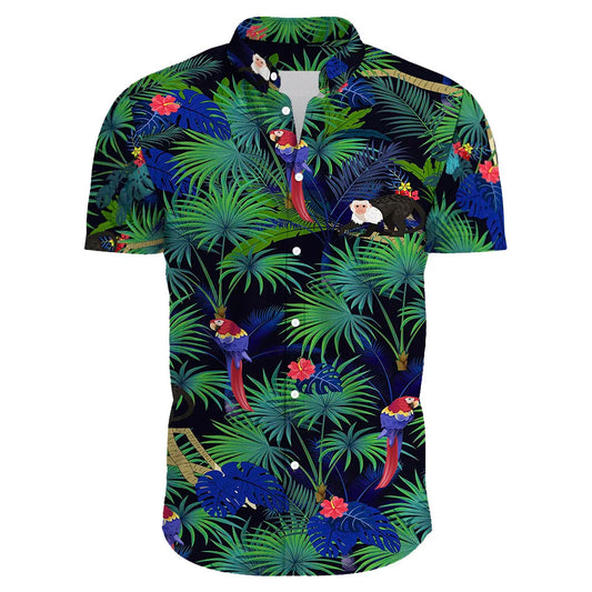 Short Sleeve Flower Hawaiian Men's Upperwear