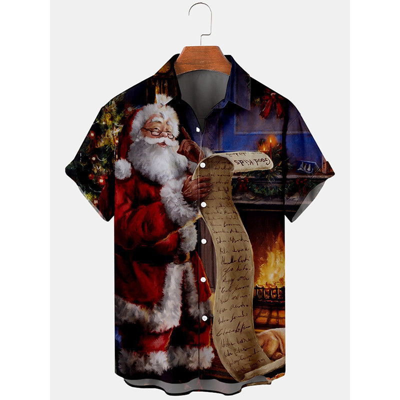 European Size 3D Christmas Printed Shirt Men