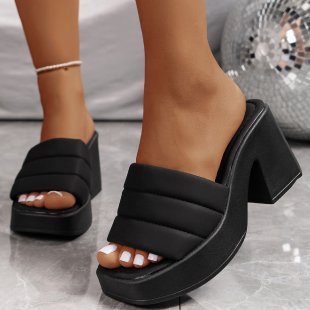 High Heel Slippers Women's Outdoor Sandals Chunky Heel Slippers