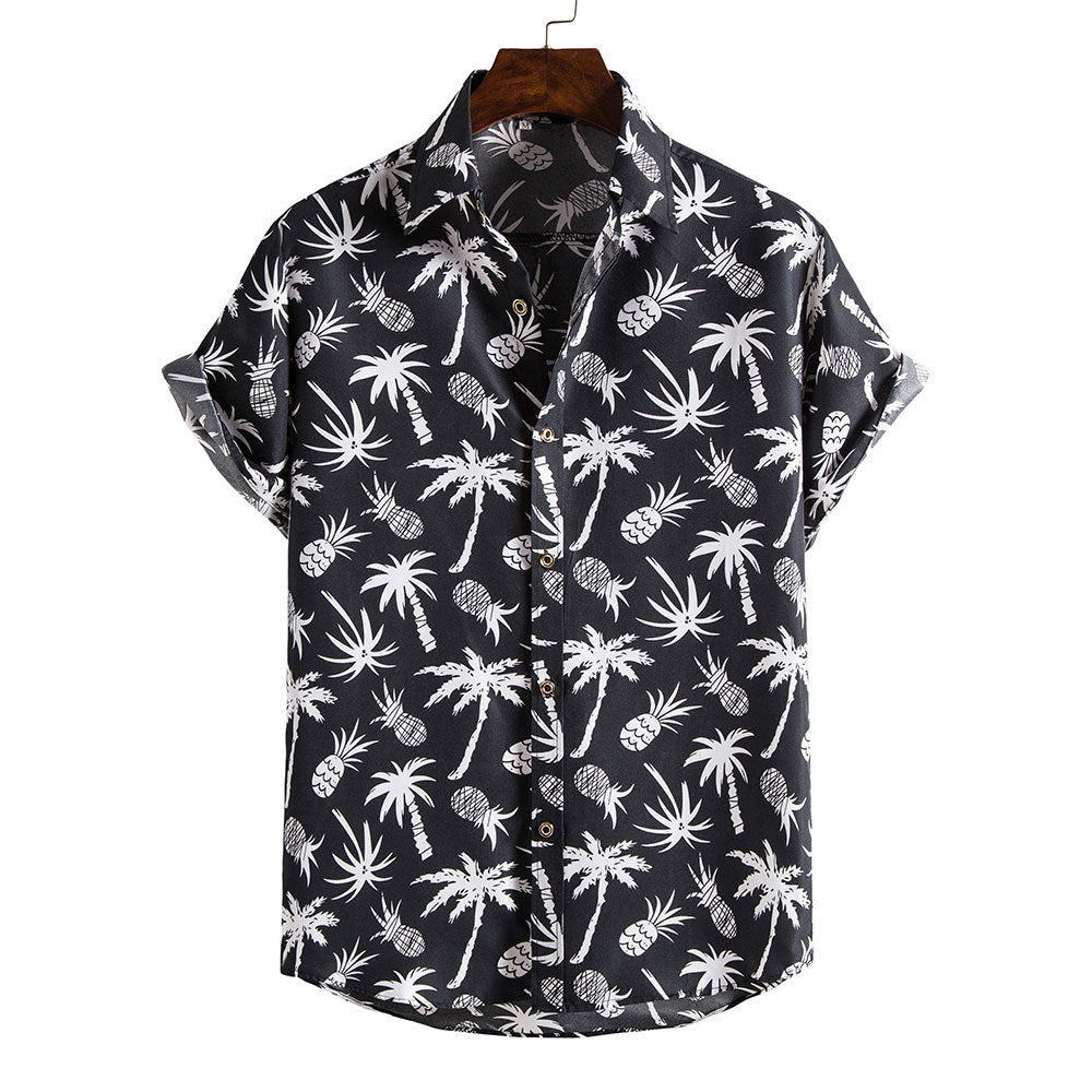 Summer New Men's Short-sleeved Shirt Plus Size Printed