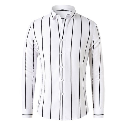 Striped Men's Fashion Long Sleeve Handsome Casual Shirt