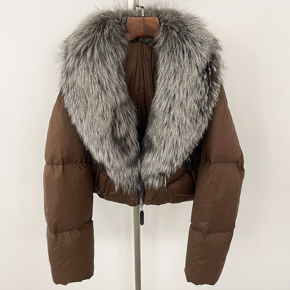 Fox Fur Collar Thick Short Down Jacket Coat