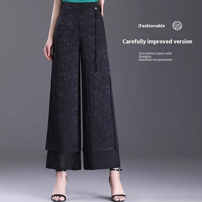 Chinese Style Split Pants Thin High Waist Loose