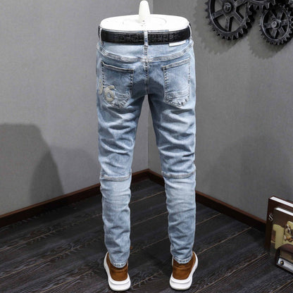 Patchwork Casual Light Blue Jeans