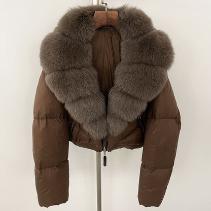 Fox Fur Collar Thick Short Down Jacket Coat